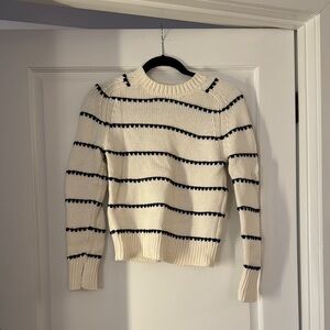 Striped Cream and Black Women's Sweater - Madewell XS
